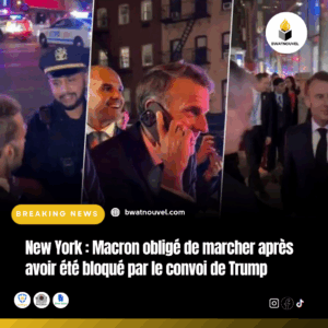 New York : Macron marche après blocage par Trump.