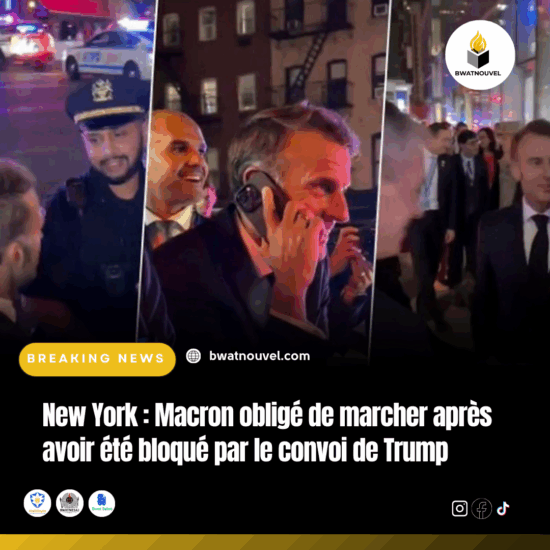New York : Macron marche après blocage par Trump.