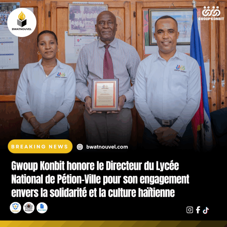 Gwoup Konbit honore le Directeur du Lycée de Pétion-Ville.