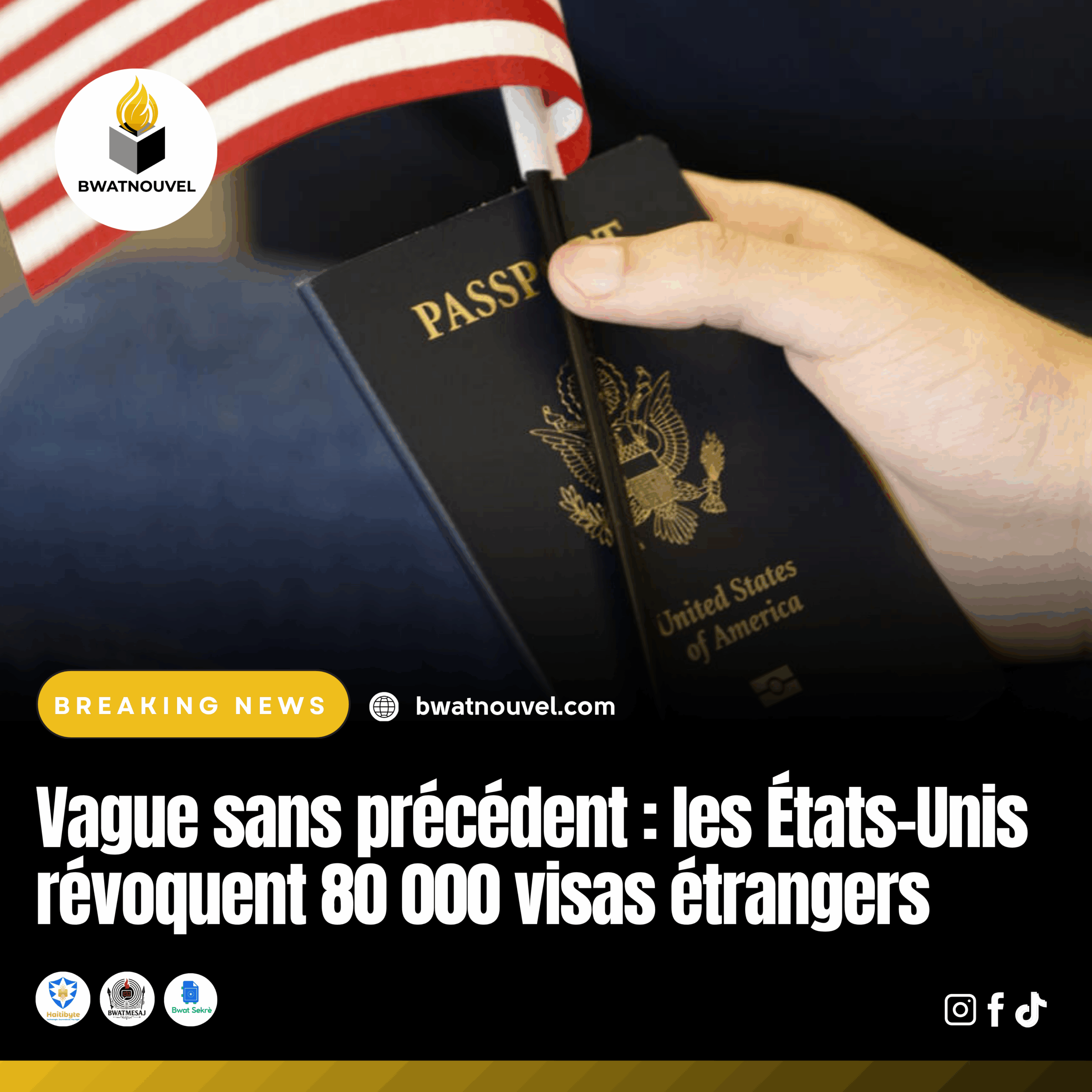 États-Unis révoquent 80 000 visas étrangers.