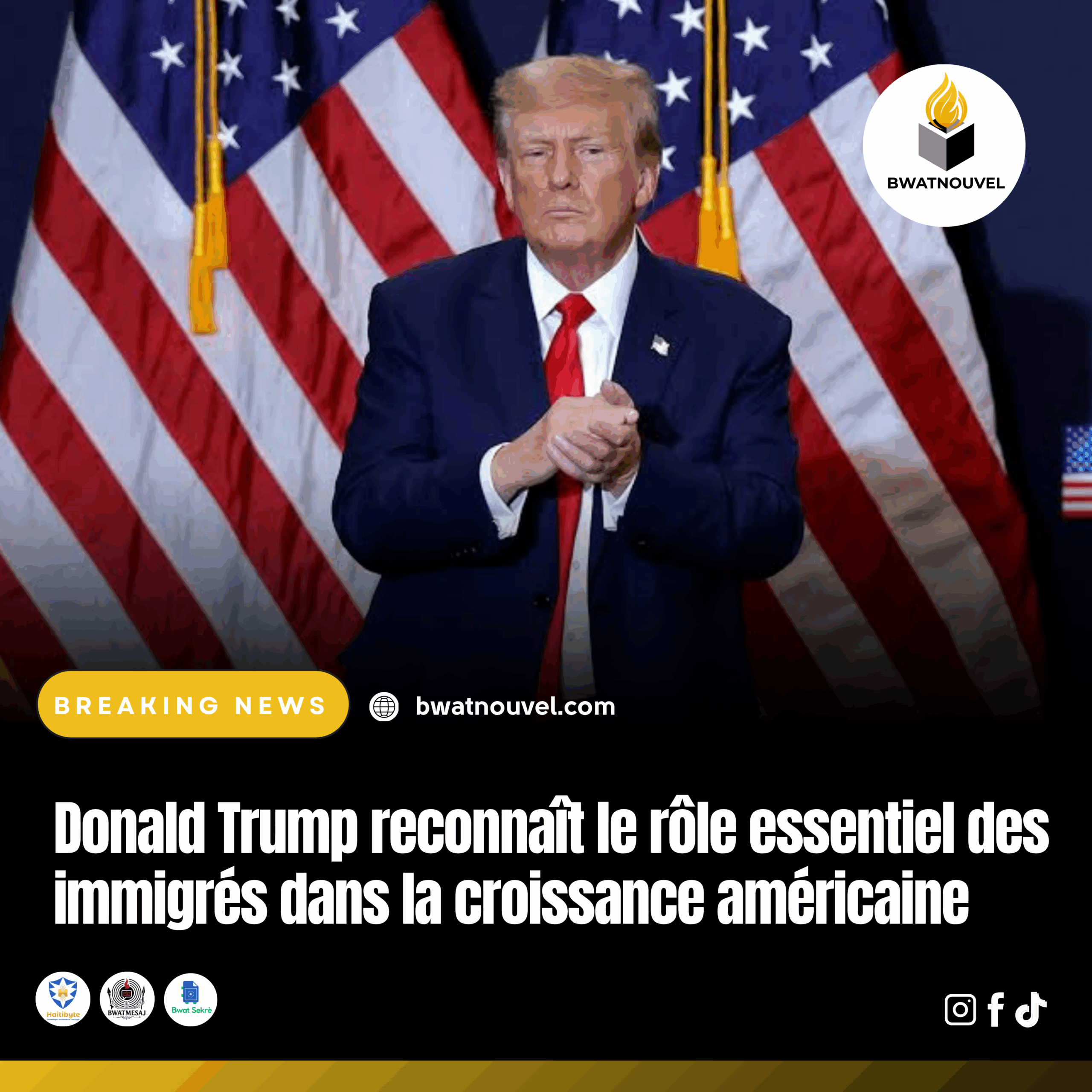 Trump reconnaît le rôle des immigrés dans la croissance américaine.