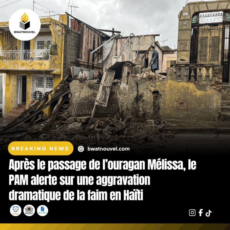 Le PAM alerte sur la faim en Haïti après l’ouragan Mélissa.