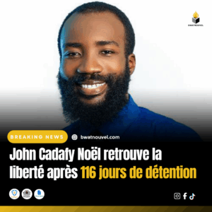 John Cadafy Noël libéré après 116 jours de détention.