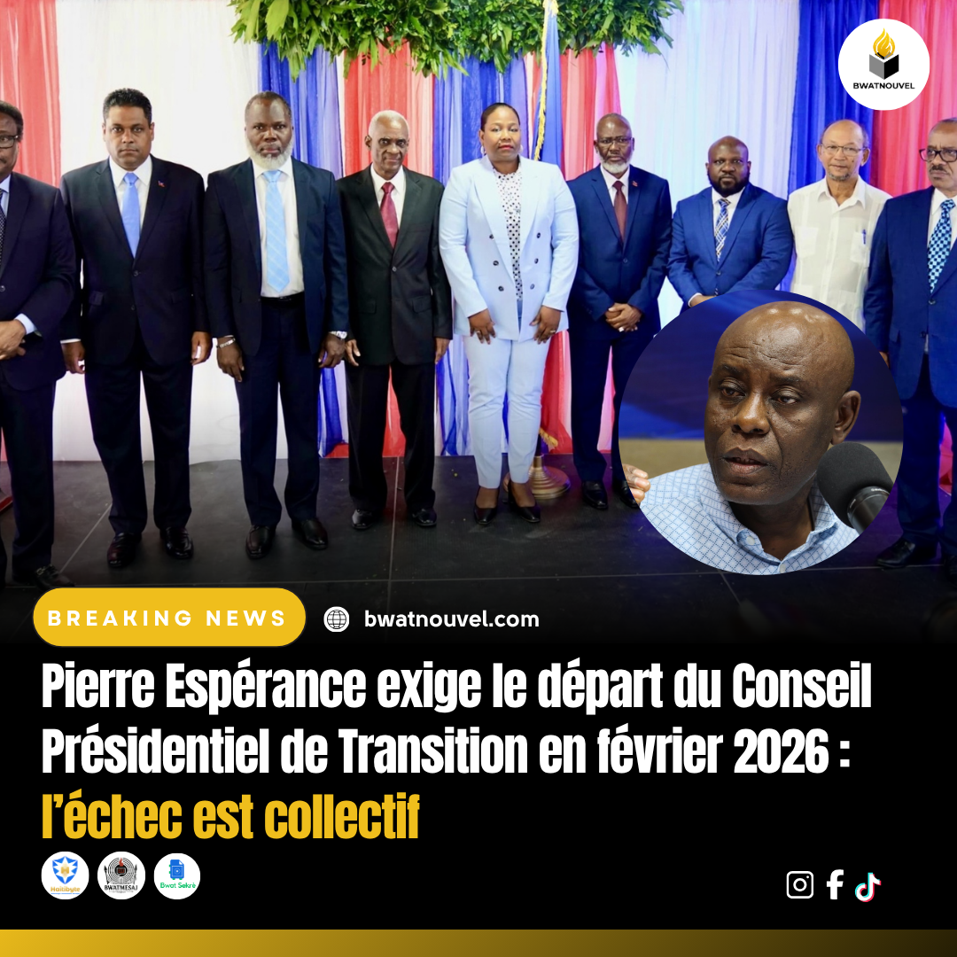 Pierre Espérance veut la fin du Conseil de Transition.