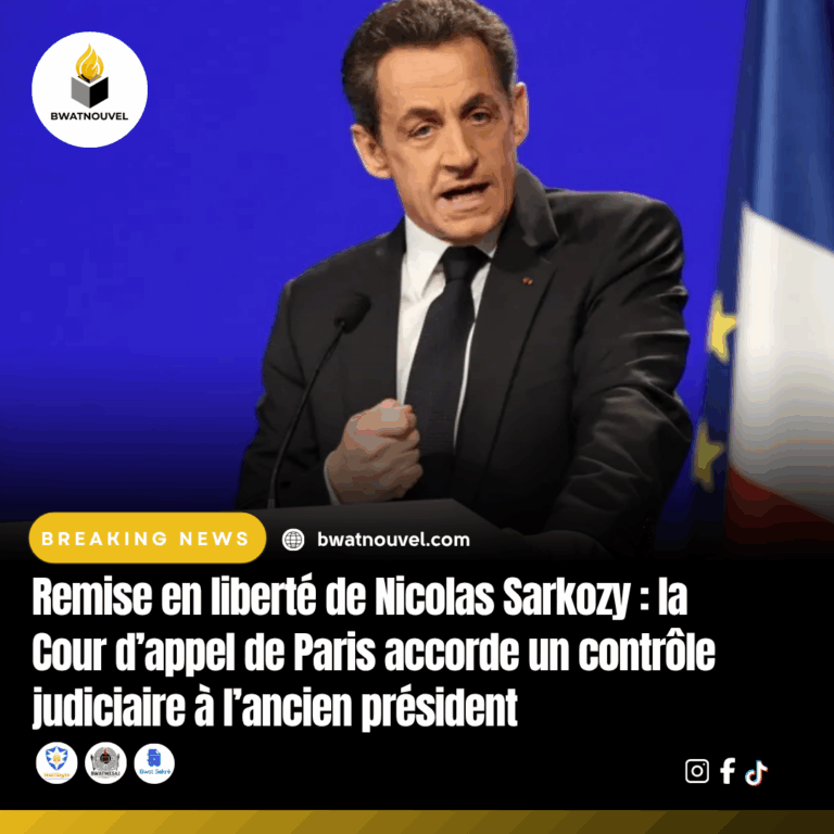 Nicolas Sarkozy remis en liberté sous contrôle judiciaire.