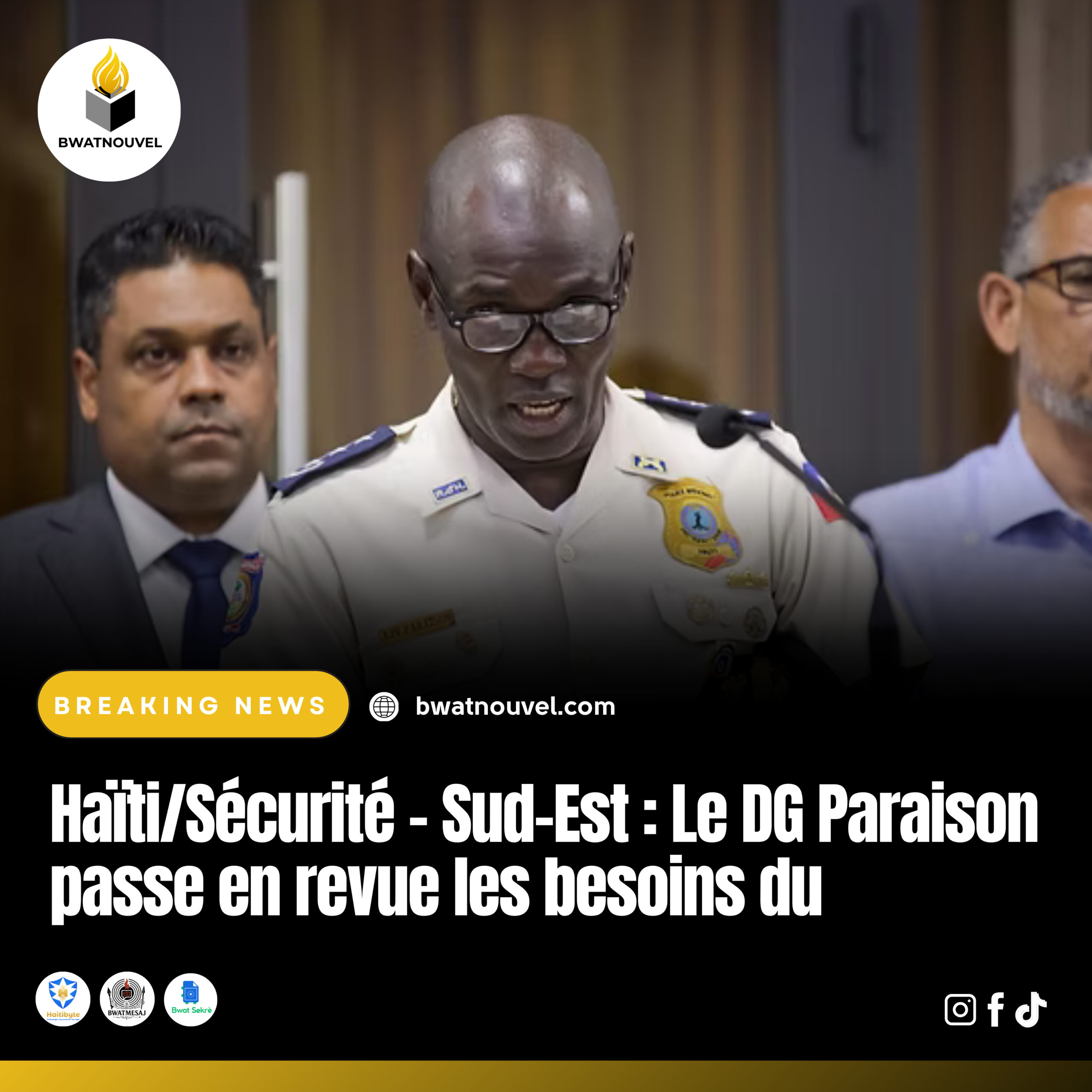 DG Paraison examine commissariat Jacmel